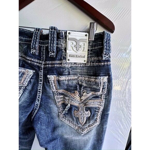 NWOT ROCK REVIVAL MEN'S JEANS 36 Garrick Slim Straight Stretch DESTROYED - Picture 16 of 16